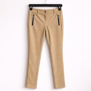 Cache Y2K Beige Slim Tapered Pants XS (0–2) | Zip Detail Minimal Trousers